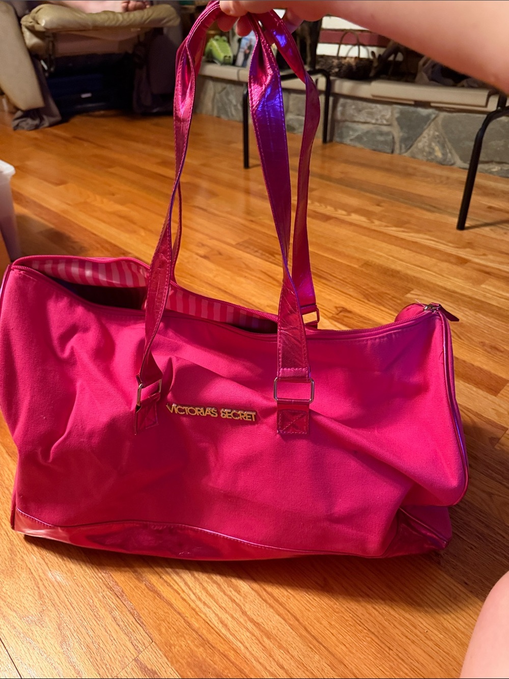 Victoria's Secret Metallic Hot Pink Travel Tote